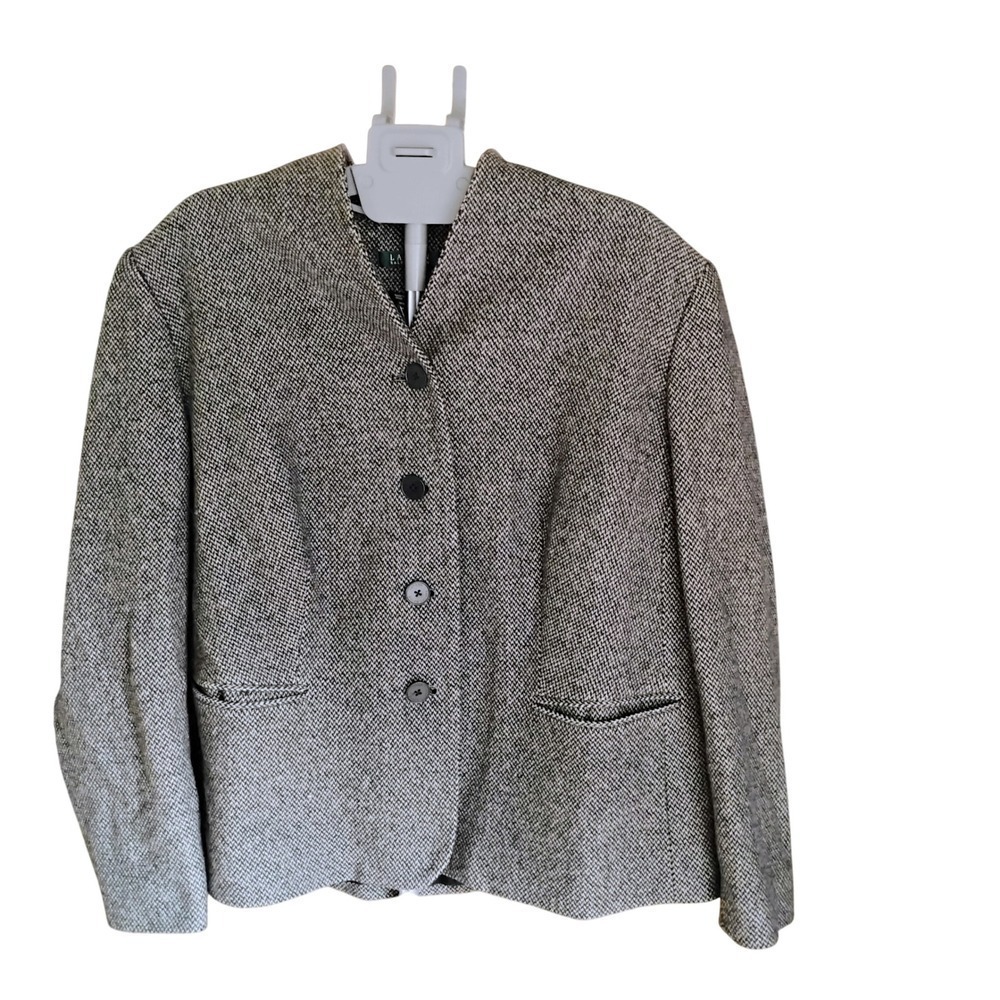 Ralph Lauren Herringbone Blazer Size XL/XXL Browns Wool Equestrian Quiet Luxury